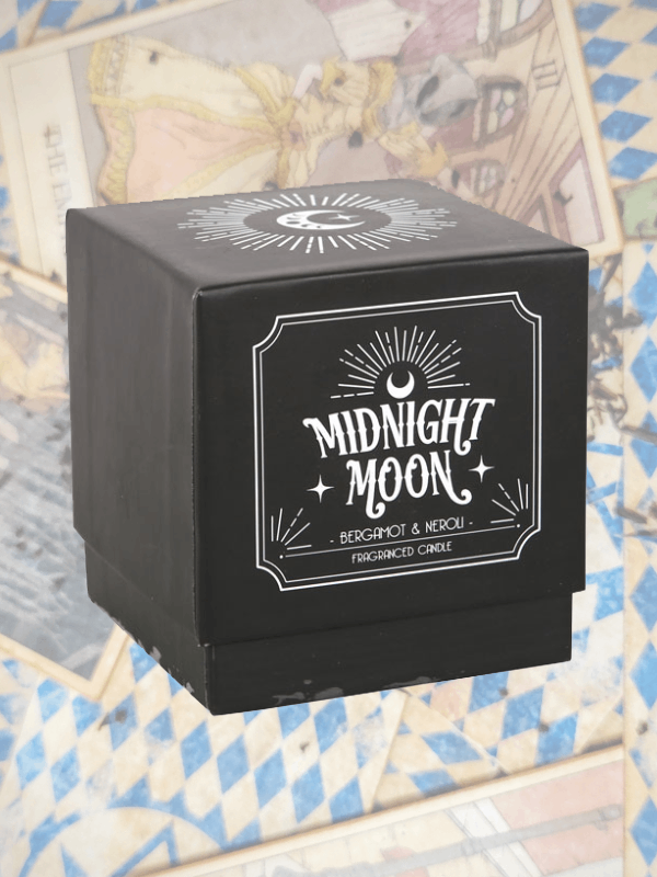 Boxed midnight moon candle