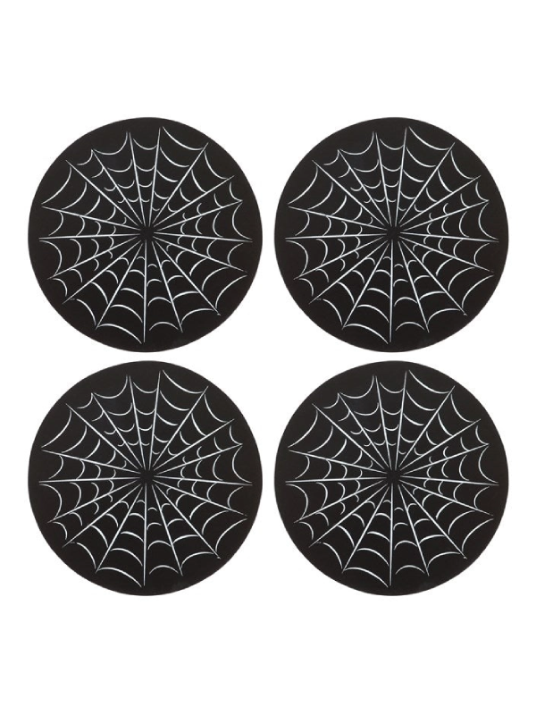 Spider webb gothic black coasters