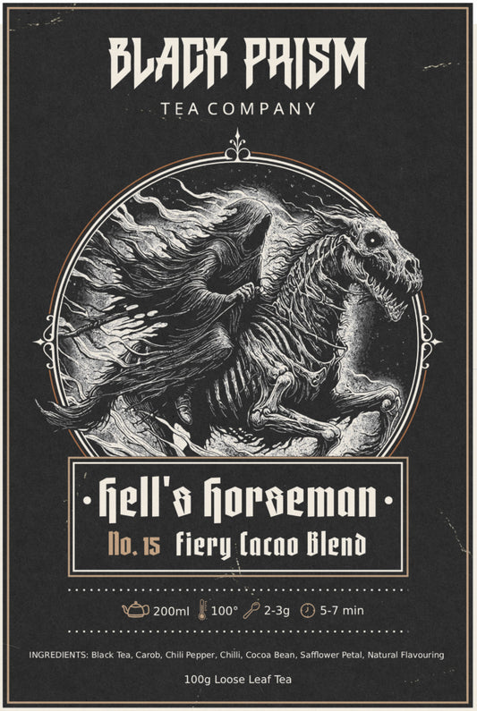 Hell's Horseman Tea blend label