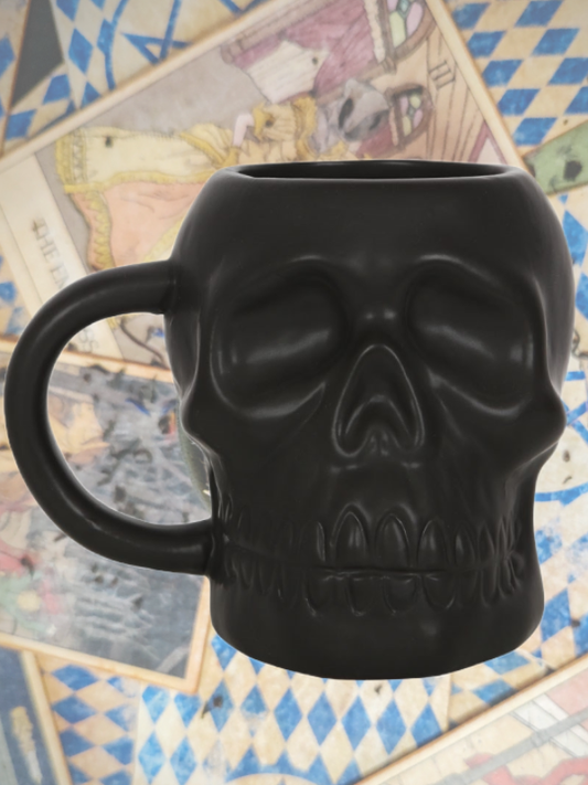 matte black skull mug