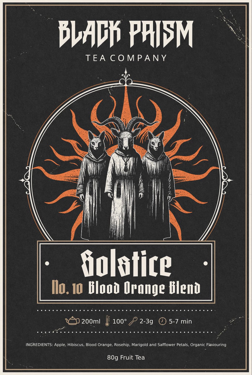 Solstice Blood Orange Tea Label